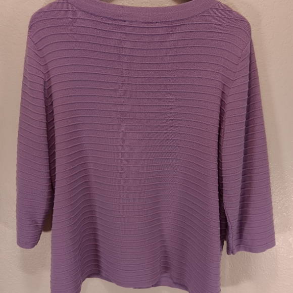 Evan-Picone Lavender Purple Ribbed Knit 100% Cotton Button Up Cardigan 1X - Picture 6 of 11